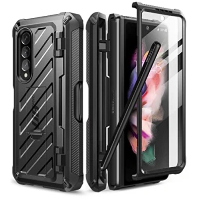 Bild av SUPCASE Unicorn Beetle Pro helkropp dubbelt lager robust ställ fodral för 6,2 tums Samsung Galaxy Z Fold 3 5G (2021), termoplastisk polyuretan, inbyggt skärmskydd, svart