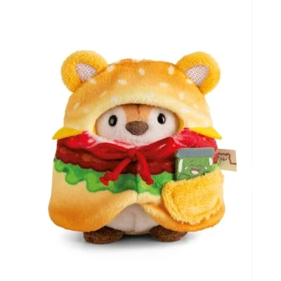 Bild av Set gosedjur tiger Tiggy 8 cm med gurkburk &amp; hamburgerdräkt i presentförpackning beige Mjuk plysch, söt att gosa och leka med, för barn vuxna, en fantastisk presentidé 61656