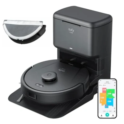 Bild av eufy Clean L60 Robot Vacuum Cleaner with Mop Function, Ultra Strong 5,000 Pa Suction Power, iPath Laser Navigation, for Thorough Floor Cleaning, Ideal Hair, Hard Floors (Renoverad)
