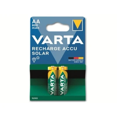 Bild av VARTA Batterier AA, uppladdningsbar, paket med 2, Recharge Accu Solar, laddningsbart batteri, 800 mAh Ni MH, redo att använda, utvecklad för solenergi trädgårdslampor