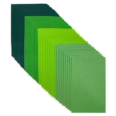 Bild av Craft filttyg, 20 x 30 cm filt för hantverk, 4 färger, 40 stycken färgfiltark gör det själv dekorationer och festprojekt (grön serie)