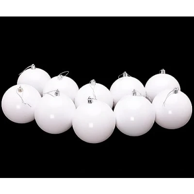Bild av Toyland® 10 extra stora 100 mm färg julgranskulor julgransdekorationer (vit)