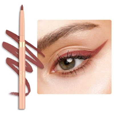 Bild av OULAC Braun Eye Liner &amp; Lipliner Pen 2 i 1, torktålig, vattentät vridbar kajalpenna, långvarig matt finish, snabbtorkning, högpigmenterad, vegansk (L05) seduktiv