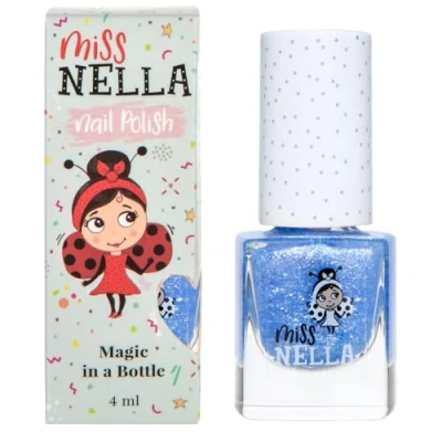 Bild av Miss Nella Elephunky Speciellt blå glitternagellack för barn, vattenbaserat och luktfritt som enkelt går att skala bort.