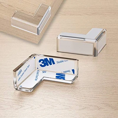 Bild av WELLGRO kantskydd fyrkantigt silikon hörnskydd, 4 x 1,9 cm (L B H), transparent, BPA fri mängd valbar, antal: 16 stycken