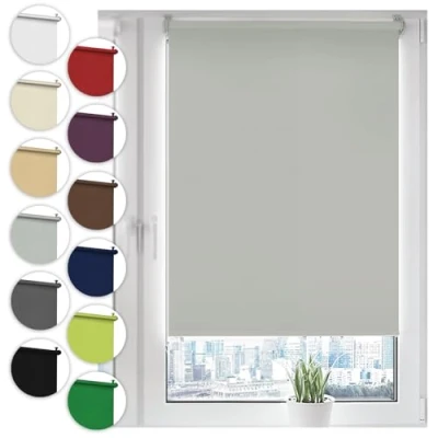 Bild av Sonello Mörkläggningspersienner utan borrning 120cm x 130cm Ljusgrå Mörkläggningsrullgardiner Klemmfix rullgardiner för fönster och dörrar solskydd Blackout mörkläggande rullgardin ogenomskinlig