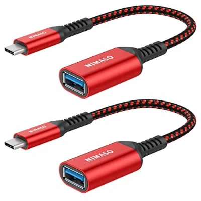 Bild av NIMASO USB C till 3.1 adapter 2 pack, OTG kabel typ hane hona kompatibel med iPhone 15, MacBook 2018, iPad Pro, Samsung Galaxy S23/S22/A53, Huawei P60/P50, Google Pixel röd