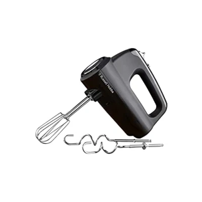 Bild av Russell Hobbs Matte Black Elvisp, 350W, 5 hastigheter + turbofunktion, förkromade vispar och degkrokar, diskmaskinssäkra tillbehör, svart, 24672 56