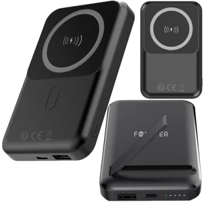Bild av FOREVER Powerbank trådlös MATB 100 PD QC 22,5 W 10 000 mAh induktionsladdning, säker och snabb laddning av telefonen, Power Delivery, Quick Charge, USB, USB C för iPhone