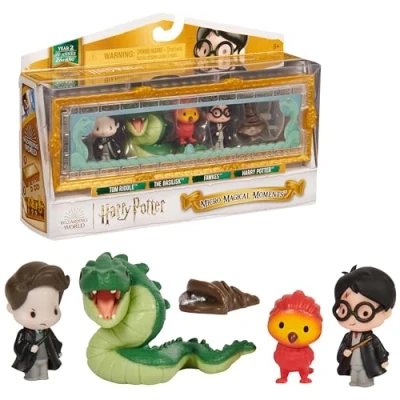 Bild av Wizarding World Harry Potter Micro Magical Moments samlarfigurer, presentset, kammare med Potter, Tom Riddle, Basilisk, fawkes och satslåda, för barn från 6 år, fanartikel