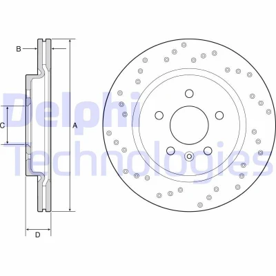 Bild av DELPHI BG4923C Disque de frein 315 23 5 ventilé revêtu non traité sans roulement roue, bague ABS OPEL: Astra J GTC