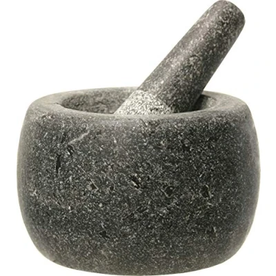 Bild av Jade Temple 17204 stenmortel med stöt i set, effektiv och enkel mortel, tillverkad av massiv granit 14 cm diameter 10 höjd, grå