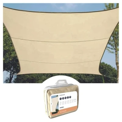 Bild av Skuggsegel, vattenavvisande, 4 x 3 m, 160 g/m², polyester, rektangulär, krämfärgad