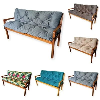 Bild av 4L Textil trädgårdsbänkdyna Hollywoodgungbänkdyna Bänkdyna Sittdyna och ryggdyna Dynöverdrag Trädgårdsdyna Lättskött Palldyna (150x50x50 cm, Mörkgrå)