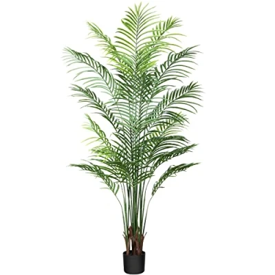 Bild av CROSOFMI Konstgjord Växt Stor i Kruka Palmträd Plast Konstgjorda Palmer Dekoration form av Falska Växter för Vardagsrum Balkong Sovrum Kontor 170 cm(1 Pack)