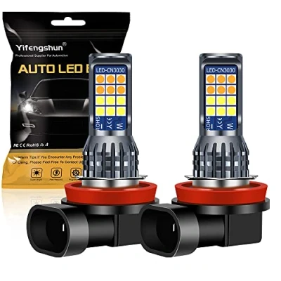 Bild av Yifengshun 2 st H9 H8 H11 LED dimlampa, gula och vita lampor med 24SMD 3030 chip för dimljus dagsljuset DRL 12 V