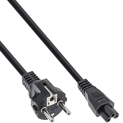Bild av InLine 16656K nätkabel för notebook, 3 polkopplingar, svart, m