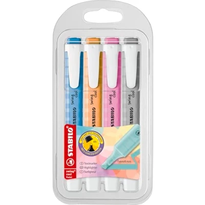 Bild av Stabilo swing cool pastel 4 pack sidengrå, fräsch fuchsia, himmelsblå, mild orange