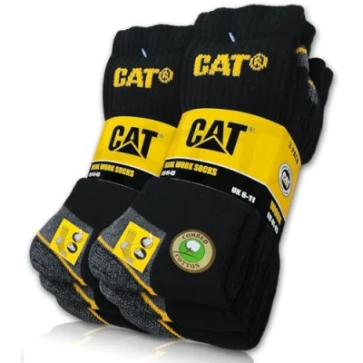 Bild av Caterpillar 6 par CAT Real Work strumpor kvinnor män arbetsstrumpor affärsstrumpor nya storlek 3550, svart, 39 42 EU