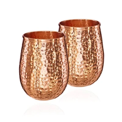 Bild av NKlaus 2 x kopparkoppar ren koppar 100 % ayuverda dryckesbägare oval Moscow Mule 500 ml 11262