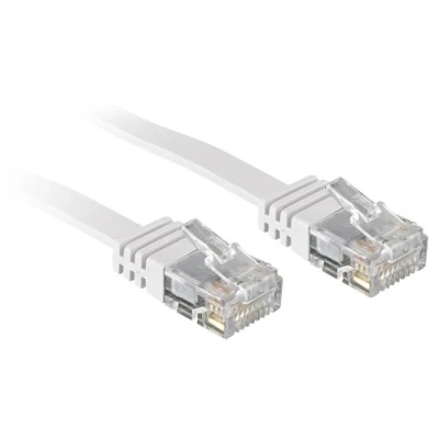 Bild av Lindy Cat.6 platt band patchkabel oskärmad, vit, 10 m