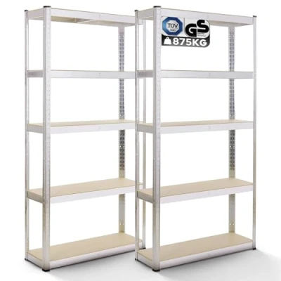 Bild av Arebos hylla med tyngdlasthylla förvaringshylla uttag 180 x 90 40 cm 5 MDF plattor 2 set 875 kg
