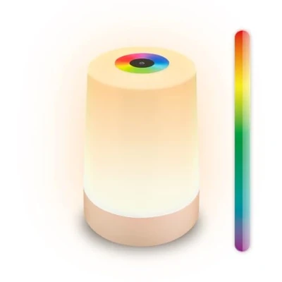 Bild av BRILONER LED bord RGBW, trådlös IP44 med touch, dimbar, batteri utbytbar, sänglampa, lä, lampa, campinglampa, bord, batterilampa, utomhu, 9 x 13 cm, beige matt