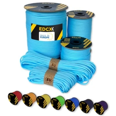 Bild av EdcX Paracord 4 mm, 35+ solida färger (15m, 30m, 50m, 100m, 300m) Idealisk för hantverk, gör det själv, camping 100% nylonrep 4mm Tactical Cord 550 Typ III