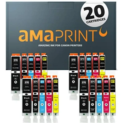 Bild av Amaprint 20 XL bläckpatroner kompatibel med Canon PGI 570 CLI 571 för Pixma MG5700 MG5750 MG5751 MG5752 MG5753 MG6800 MG6850 MG6851 MG6852 MG6853 TS5000 TS5050 TS5051 TS5053 TS5055 TS6050 TS6051 TS6052