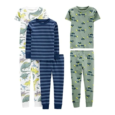 Bild av Simple Joys av Carter&#039;s Boys 6 delad snug fit bomullspyjamasset pyjamasset, Blå/grön/dinosaurie, 24 månader