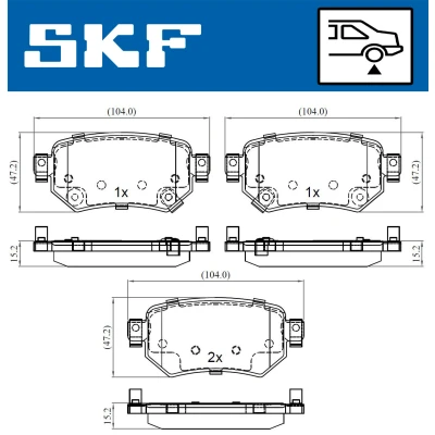 Bild av SKF VKBP 90497 A Jeu de plaquettes frein avec indicateur d&#039;usure MAZDA: 6 Berline