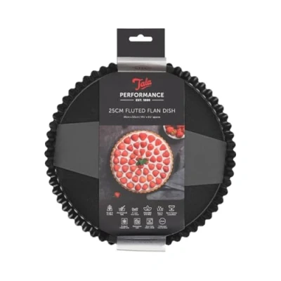Bild av Tala Performance tarteform, 25 cm diameter, vågig, kolstål av professionell tjocklek med Eclipse non stick beläggning, lös botten, perfekt för rejäla eller söta tartes, flans, quiches