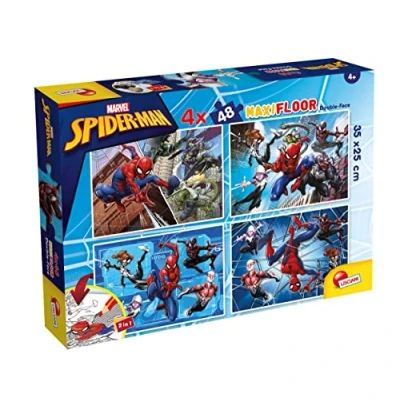 Bild av LISCIANI Marvel SPINDELMANNEN MaxiFloor pussel Dubbelsidigt 4x48 bitar Tillbaka till färg spel För tanke och tålamod Pedagogiskt barn från 4 år