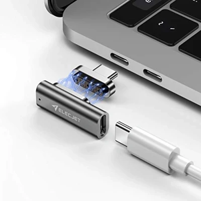 Bild av ELECJET MagJet S, 20 stifts magnetisk USB C adapter, 100W snabbladdning, 10 Gb/s dataöverföring, 4K video 60Hz hög upplösning kompatibel med MacBook Pro och andra enheter (silver + grå)