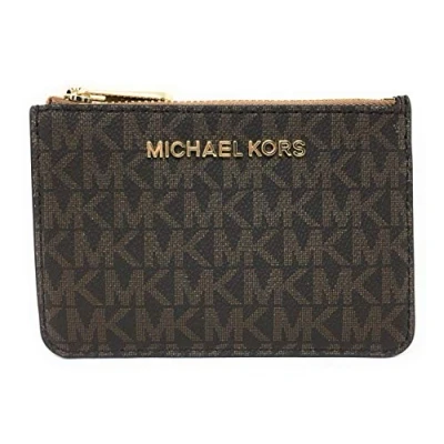 Bild av Michael Kors Fulton liten topp dragkedja ID myntpåse med nyckelring, Brun &amp; ekollon, En Storlek