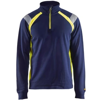 Bild av TRÖJA 3432 1158 VARSEL HALFZIP MARINBLÅ/GUL M Beijerbygg Byggmaterial