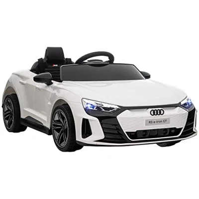 Bild av HOMCOM Elbil för barn, barnbil med fjärrkontroll, Audi RS e tron GT barnfordon säkerhetsbälte, tuta och musik strålkastare, upp till 5 km/h, barn 35 år, vit