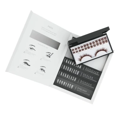 Bild av Startkit för DIY fransförlängning hemma Nanolash 36 Ögonfranskluster + bonder sealer remover applikator (Brun, HEARTBREAKER)