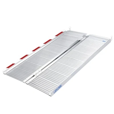 Bild av LIEKUMM vikbar rullstolsramp, rullstolsramp för trappor, 121 x 71,5 cm, 300 kg kapacitet, hem, steg, dörrar, vikbara aluminiumtröskelramper rullstolar