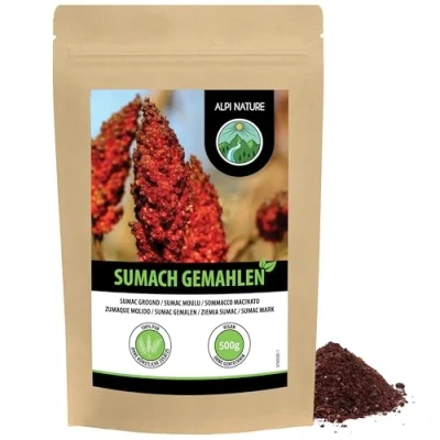 Bild av Sumak krydda (500 g), sumakpulver, sumak, mald, vinägerträd, skonsamt torkad och naturlig, vegan, orientalisk
