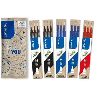 Bild av Pilot Frixion bläckrullare 0,7, reservminor, 15 pack Blau/Schwarz/Rot