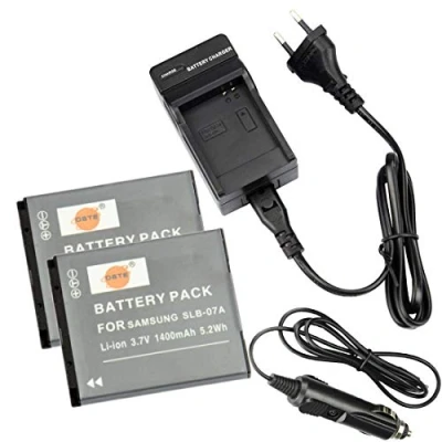 Bild av DSTE® (2 pack) Ersättningsbatteri och DC91E reseladdare kompatibel med Samsung SLB 07A PL150 PL151 ST45 ST50 ST560 ST600 TL100 TL210 TL220 TL225 TL90 kamera som 07 07B 07EP