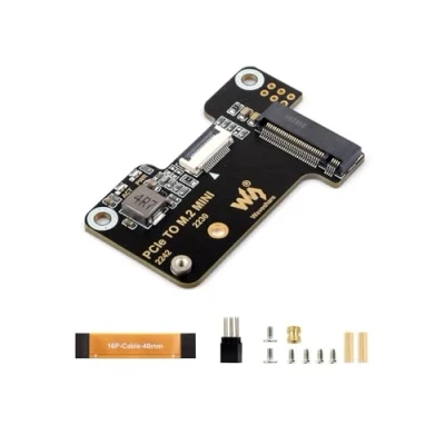 Bild av Waveshare PCIe till M.2 Mini Adapter Board kompatibel med hallon Pi 5, stöder NVMe protokoll 2230/2242, storlek Solid State enhet, för 5 hatt