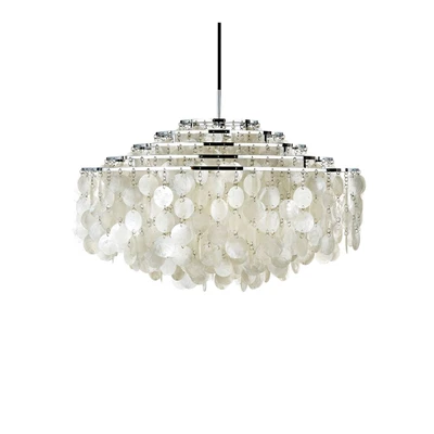 Bild av Verpan Fun Pendant Hängande lampa 11DM Seashell &amp; Chrome Ø70 x H44 cm