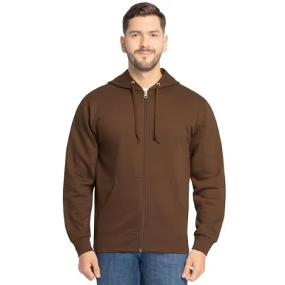 Bild av Fruit of the Loom Men&#039;s Eversoft Fleece Hoodies (Regular &amp; Big Man), Full Zip Warm Mocha, 3X Large