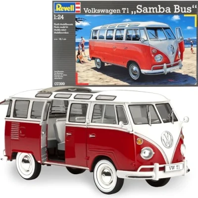 Bild av Revell 7399 Volkswagen 07399 VW T1 Samba Bus bilmodell byggsats 1:24, röd/vit
