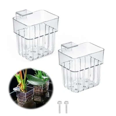 Bild av xtemtoamz akvarium växthållare, växtstativ för akvarier, växtkruka, akryl transparent kopp växtkorg vattenväxter växthängare, akvariedekoration, 2 stycken