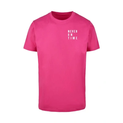 Bild av Merchcode Never ON TIME Tshirt med print, Storlek: Large, Hibiskus pink