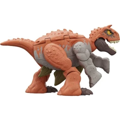 Bild av Mattel Jurassic World dinosaurie, förvandlingsleksak i 11steg, Carnotaurus till Stegosaurus Double Danger 2 1 leksak, Fierce Changers HLP07