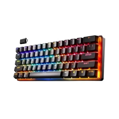 Bild av SteelSeries Apex Pro Mini Wireless hypermagnetiska tangentbord Världens snabbaste Kompakt 60 % formfaktor RGB PBT keycaps Bluetooth 2.4GHz USB C Amerikansk QWERTY Layout